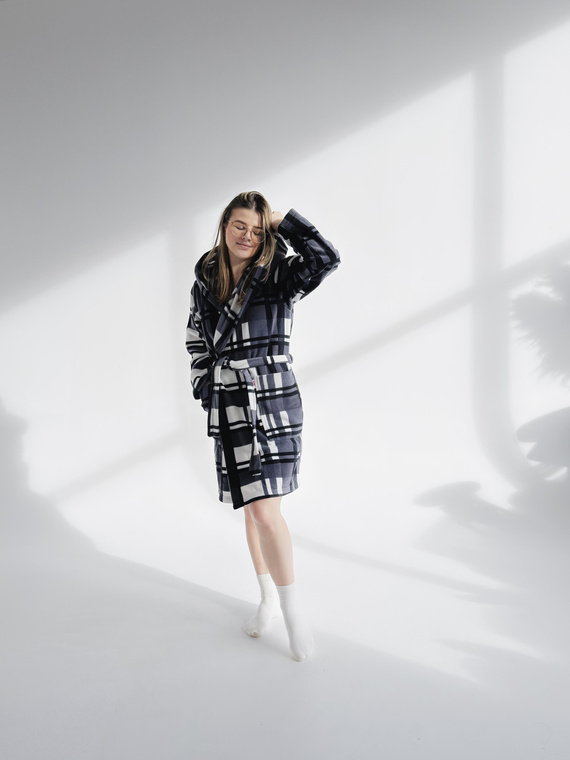 031 Coperta accappatoio De Lafense - accappatoio da donna in caldo pile Super Cozy, grigio