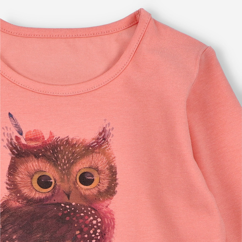 KAR-3001 Camicetta a maniche lunghe da bambina Lagarto Verde salmone - elegante, cotone, produzione polacca