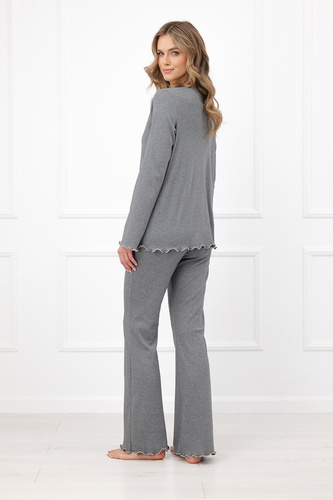 Pigiama donna Italian Fashion Jaśmina 100% cotone pizzo pantaloni a zampa