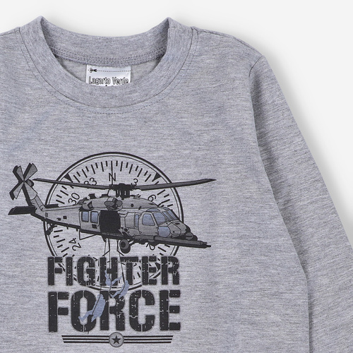 KAR-1018 Camicetta a maniche lunghe bambino Lagarto Verde grigio - cotone con elastan, produzione polacca