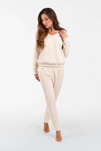 Karina Donna set manica lunga, pantaloni Moda Italiana - beige