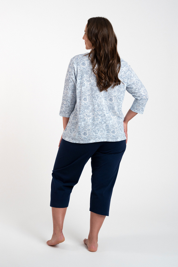 Antonia Pigiama donna maniche 3/4, pantaloni 3/4 Moda italiana - stampa blu/verde