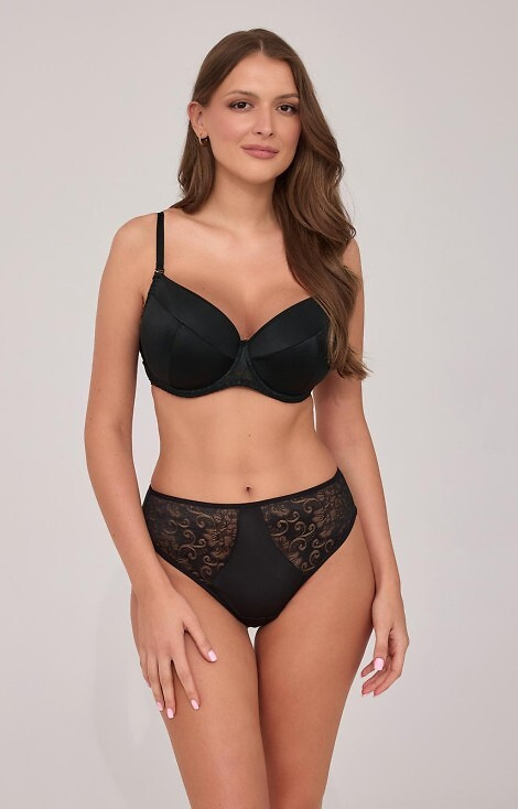 2211 Reggiseno push-up Ava in microfibra nera con bordo in pizzo
