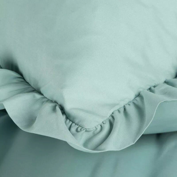 Biancheria da letto in microfibra Eurofirany MI con volant, morbida, con cerniera, verde