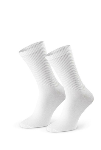 art.057 Calze sportive Steven in cotone lisce con gambale alto - bianche