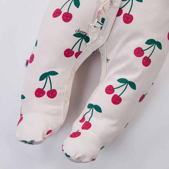 Tutina neonato Eevi Cherry con piedi cotone morbida comoda