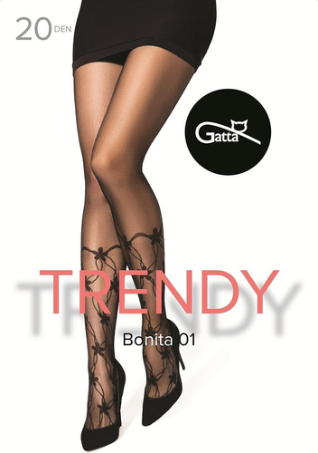 Gatta Trendy Bonita wz.01 20 den – collant neri donna con fiori