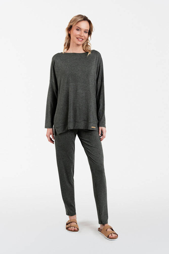 Akord Set donna manica lunga, pantaloni lunghi Moda italiana - melange scuro