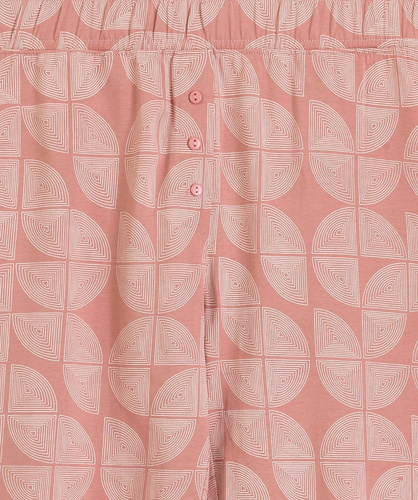 Pigiama donna NLP-501 Atlantic rosa-verde - 100% cotone effetto pesca, manica lunga, pantaloni con tasche | Calore e comfort Premium