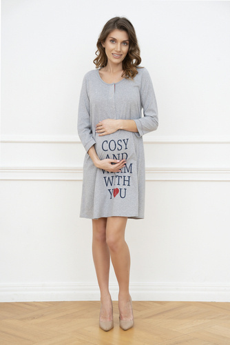 Camicia da gravidanza e allattamento Balm. manica 3/4 Italia Fashion - melange