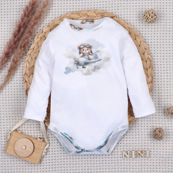 NINI ABN-5745/BIA body neonato 100% bambù Baby Bear Pilot con bottoni a pressione