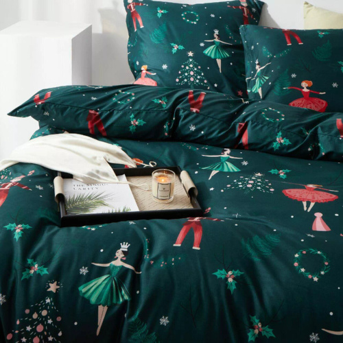 Ballet Christmas green microsatin bedding I25 Spod Igły i Nitki - morbido, liscio e resistente
