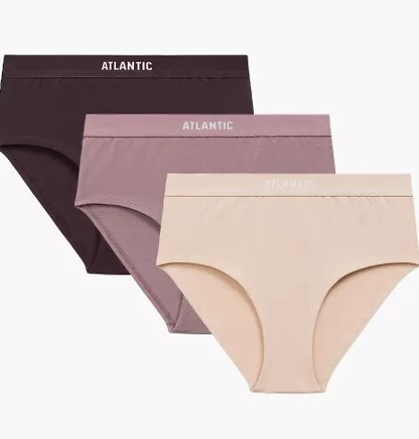 3CLP-009/Z25 Mutandine Atlantic da donna rosa-vino-beige - maxi Sport, cotone, 3 pezzi.