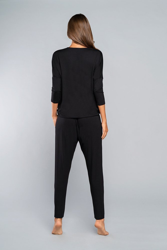 Stile Set donna con maniche a 3/4, lunghezza.pantaloni moda italiana neri