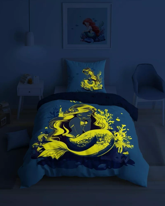 5549 A Fluo 95 Luminoso nel buio biancheria da letto a sirena 100% cotone | Per bambini Detexpol