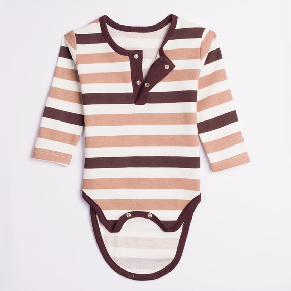 227096 Nicol BENEK Body neonato manica lunga righe marrone beige ecru