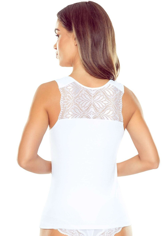 Top donna Ovena Eldar in viscosa a costine con scollo V in pizzo