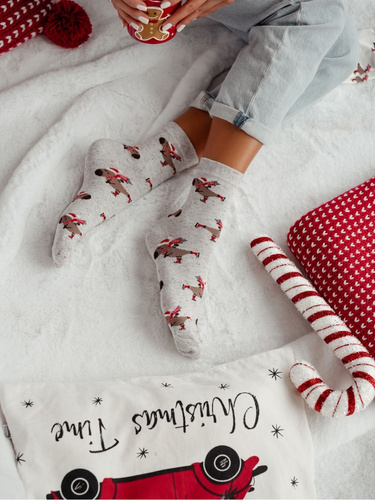 1283.041 Capibara sui pattini Calzini Milena - Donna Natale, Melange chiaro