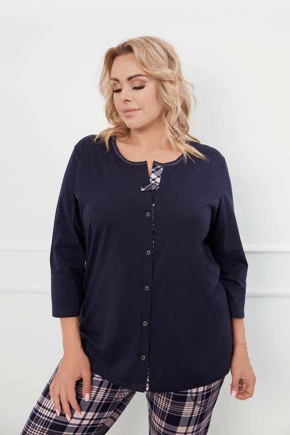 Dona Pigiama donna maniche 3/4, pantaloni 3/4 Moda italiana - blu navy/stampa