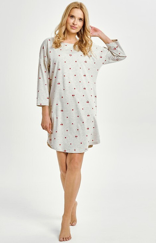 3431 Adele Camicia donna grigio Taro - cotone, fantasia frutta, manica 7/8