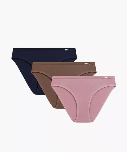 Atlantic 3CLP-002/Z26 Sport Slip Donna Cotone 3-Pack Classici rosa-blu scuro-marrone
