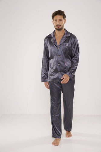 939 Pigiama da uomo in raso grigio