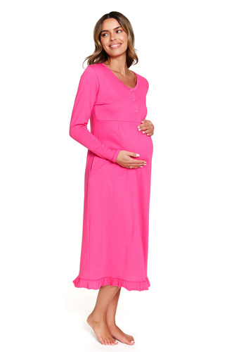 7318 Doctor Nap - Camicia da notte in cotone per gravidanza e allattamento - manifattura polacca - peonia