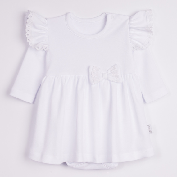 169392 Abito-corpo manica lunga Nicol - bianco, cotone, con pizzo