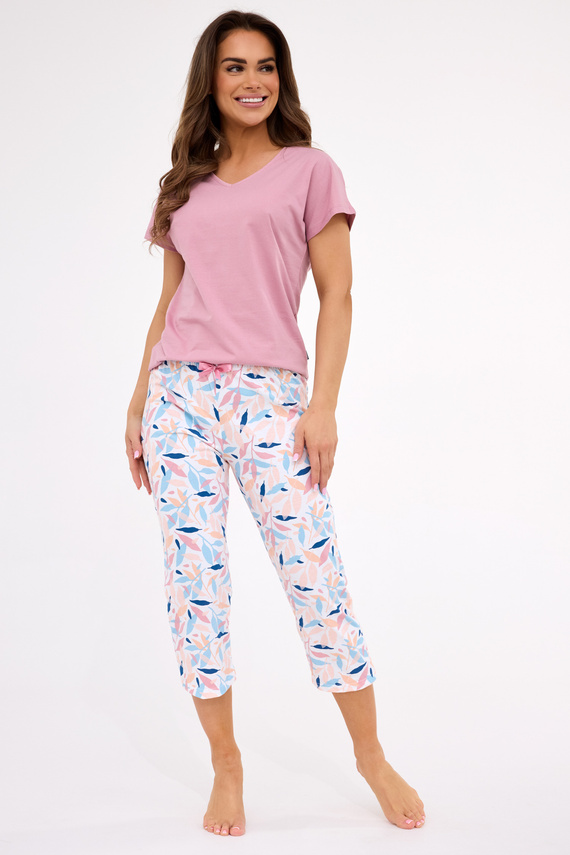 372/450 Louisa Cornette - pigiama da donna in cotone, manica corta, pantaloni 3/4