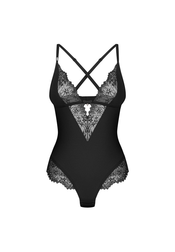 Body Obsessive Sparkly Night Teddy nero in pizzo senza ferretto in microfibra