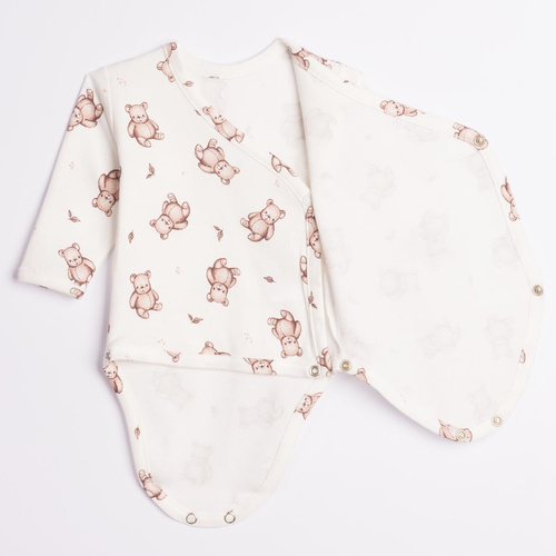 227094 Nicol BENEK Body incrociato 100% cotone manica lunga orsetti crema