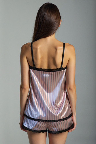 Pigiama donna corto Pierre Cardin - raso, rosa, senza spalline