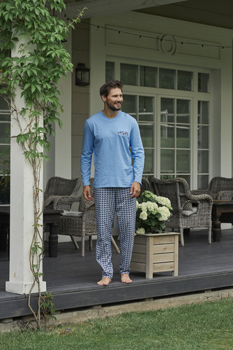 Jaromir Uomo manica lunga, pantaloni lunghi Moda italiana - blu/stampa