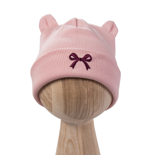 Berretto Fluffy Tails per bambini Eevi - rosa, in cotone, con orecchie