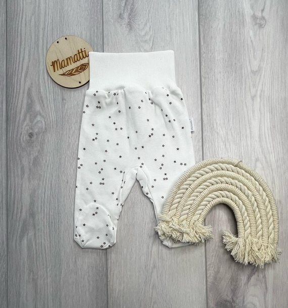 Mamatti PD16220 Pantaloni Corti Neonato in Cotone Stelle Bianchi