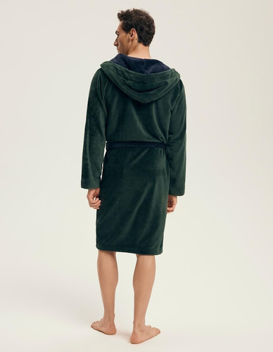 Accappatoio Henderson da uomo 43377 Natch green- cappuccio, maglia calda, comfort ed eleganza