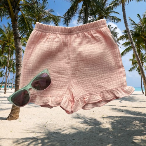 Mamatti SZ50306 pantaloncini bambini in mussola ecru, traspiranti ed eleganti