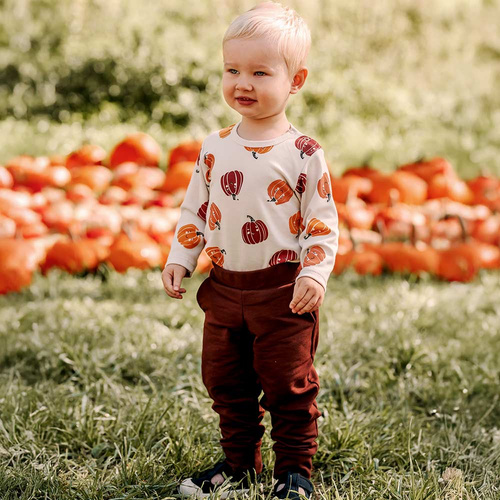 Body da bambino per Halloween Eevi - ecru, zucche, cotone