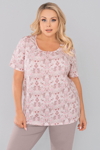 Kalmia Pigiama da donna manica corta, pantaloni 3/4 Stampa italiana