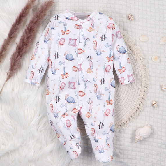 ABN-5479 Pigiama per bambini Nini del Mondo Sommerso - cotone organico, comodi bottoni a pressione