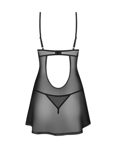 Euridia Chemise Obsessive nero - camicia da notte elegante con ferretto e perizoma Chemise Donna Chemise Obsessive - nero