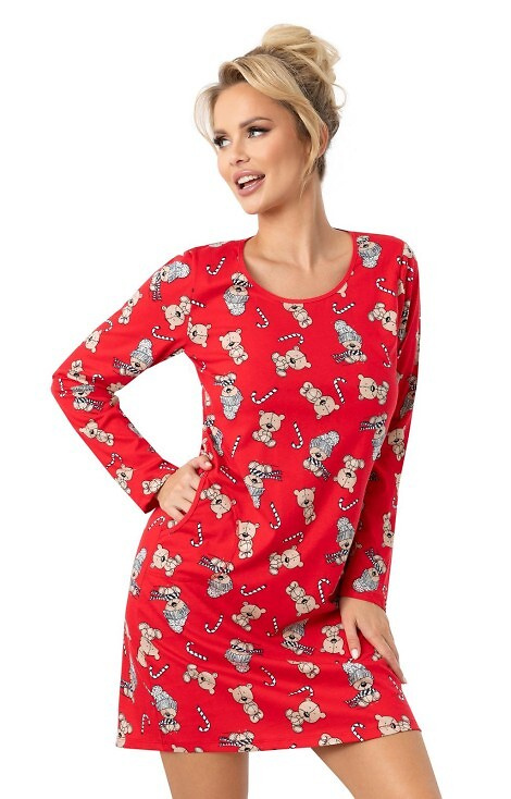 Bear Camicia da notte Donna - cotone, festosa, con tasche