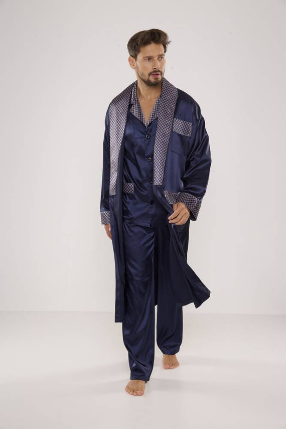 939 Pigiama da uomo in raso - blu navy