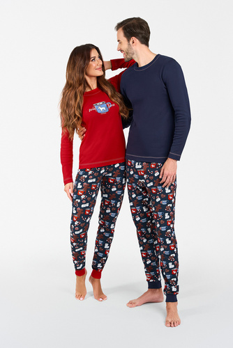 Makala Pigiama a maniche lunghe e pantaloni lunghi da donna Moda Italiana - rosso/stampa