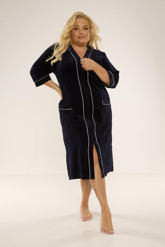 974 / 352 Vestaglia da donna in velluto Forex - blu navy