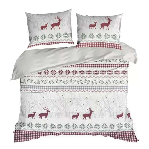 Biancheria da letto natalizia Glow Eurofirany crema con renne in microfibra con cerniera