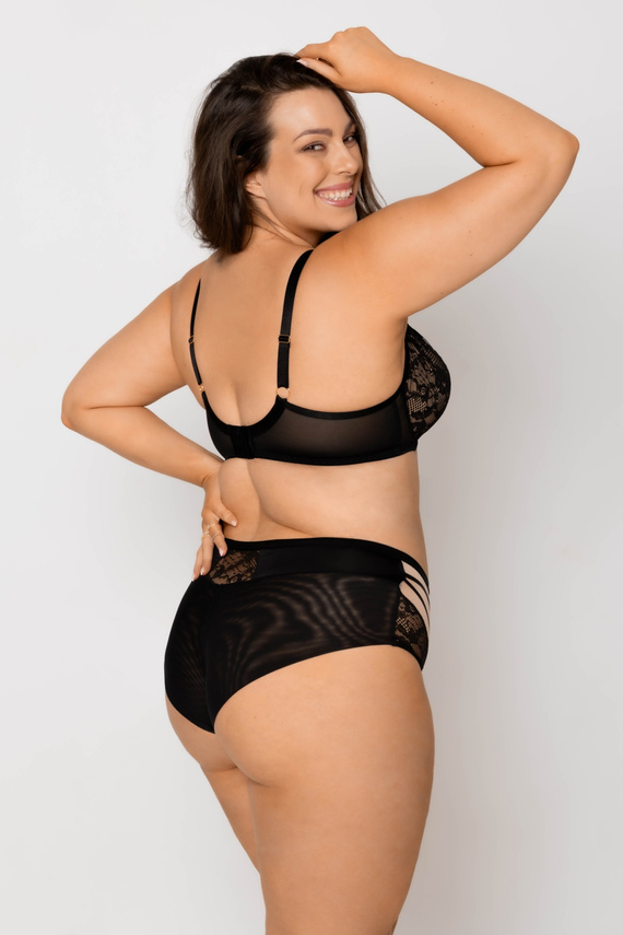 19252 Mediolano Spider Soft Bra - Sensuale, pizzo nero | Strisce decorative che formano una ragnatela | Ideale per seni grandi