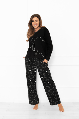 Pigiama donna Bonnie - cotone, manica lunga, pantaloni lunghi, pecora Moda italiana