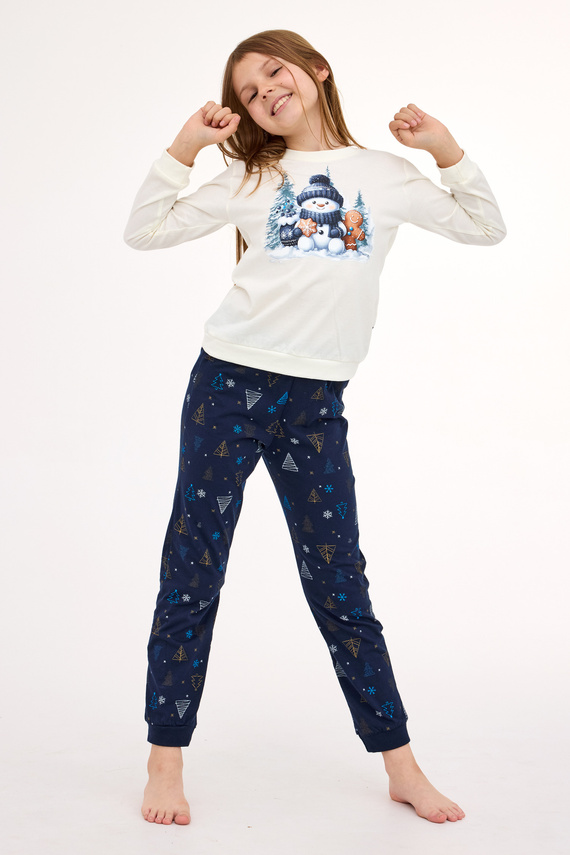 977/189 978/189 Pigiama da bambina Snowy Day Cornette in cotone, manica lunga | Caldo e confortevole