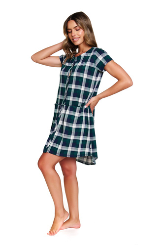 9444 Doctor Nap - Camicia da notte in cotone per la gravidanza e l'allattamento - manifattura polacca - smeraldo